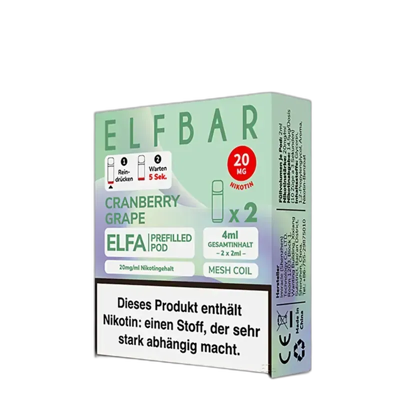 Elfbar ELFA Pods – Cranberry Grape – 20mg – 2ml (2 Stück)