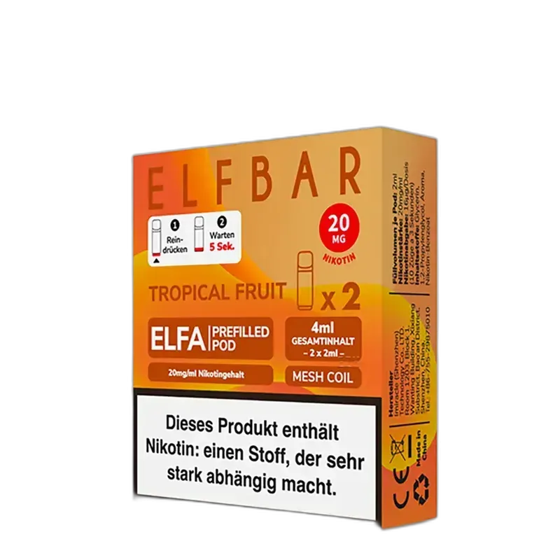 Elfbar ELFA Pods – Tropical Fruit – 2ml (2 Stück) 20mg