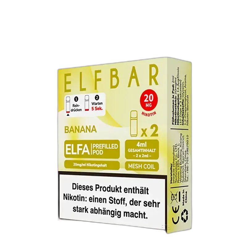 Elfbar ELFA Pods – Banana – 2ml (2 Stück) 20mg