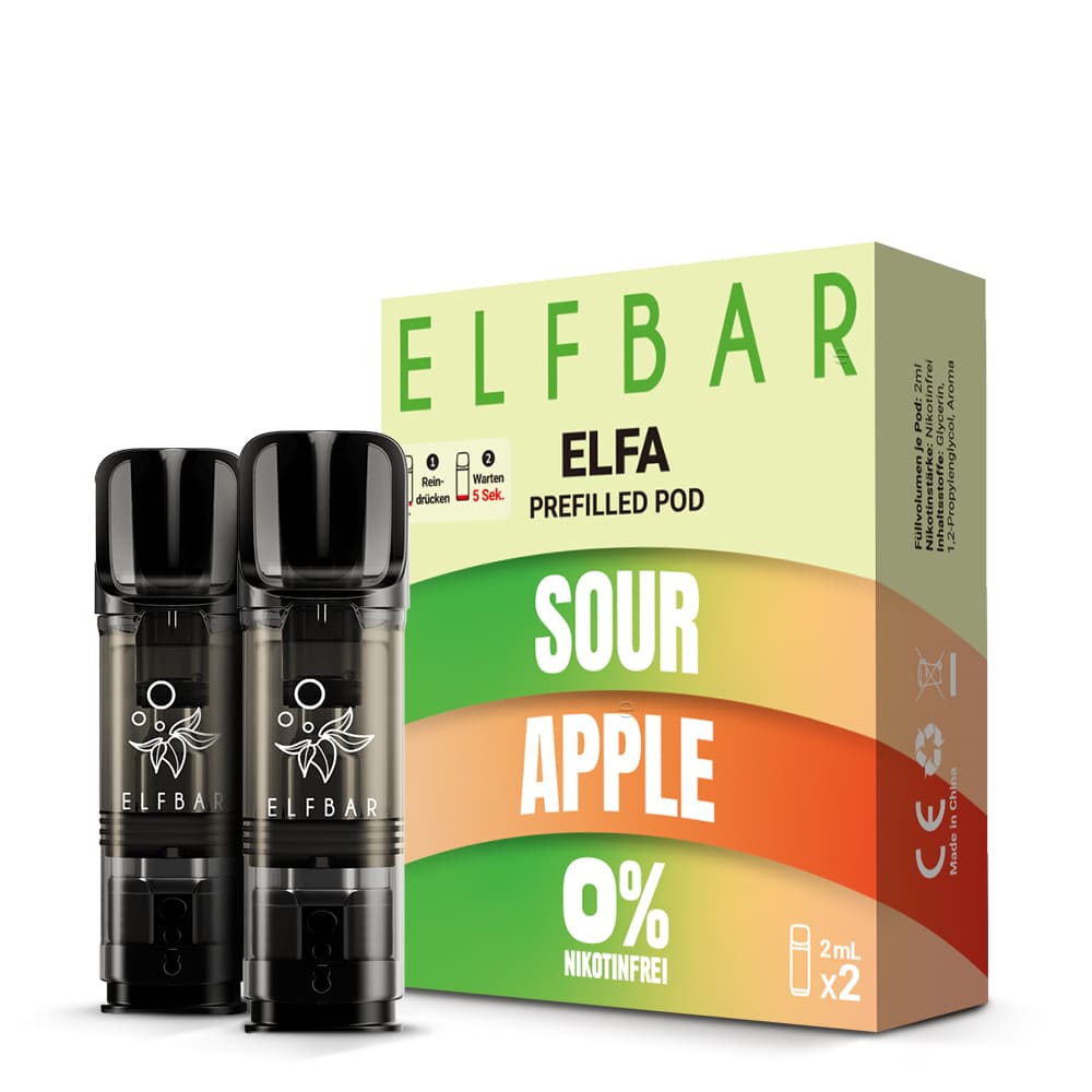 Elfbar ELFA Pods – Sour Apple – 0mg – 2ml (2 Stück)