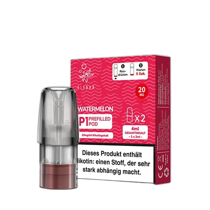 2x Elfbar Mate 500 Einweg P1 Pod - Watermelon - 20mg Nikotinsalz 2ml
