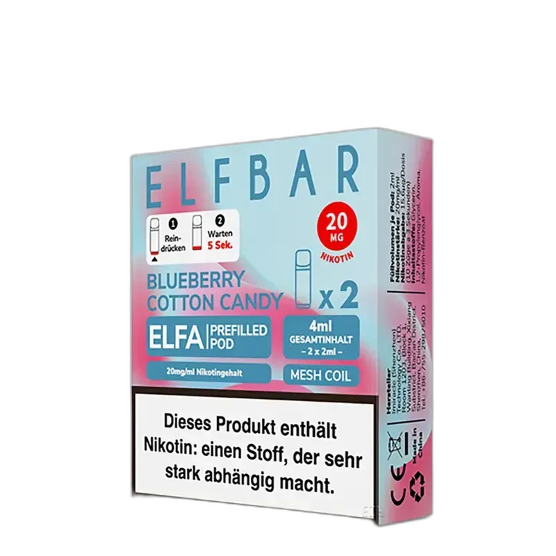 Elfbar ELFA Pods – Blueberry Cotton Candy – 20mg – 2ml (2 Stück)