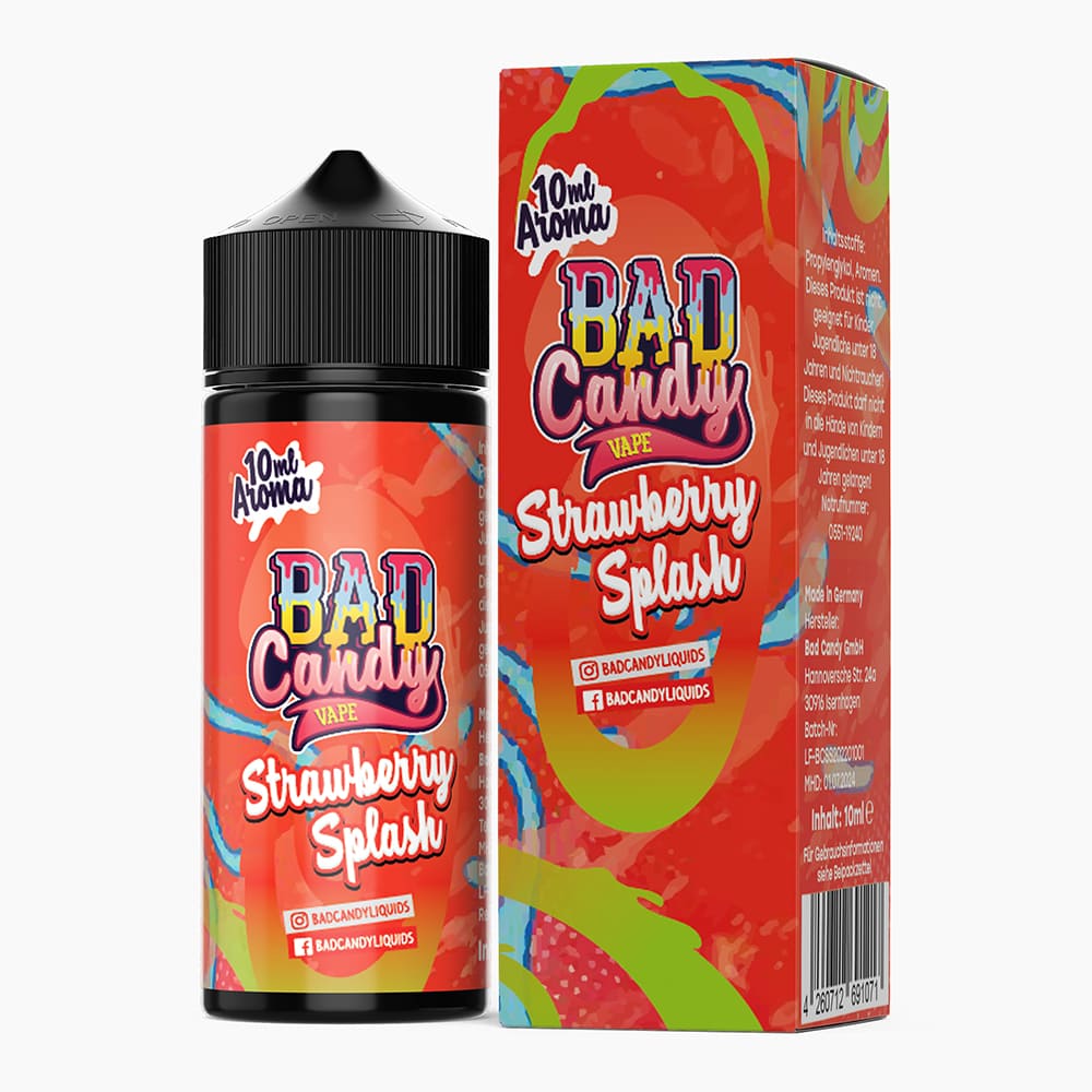 Bad Candy Longfill - Strawberry Splash - 10ml Aroma in 120ml Flasche