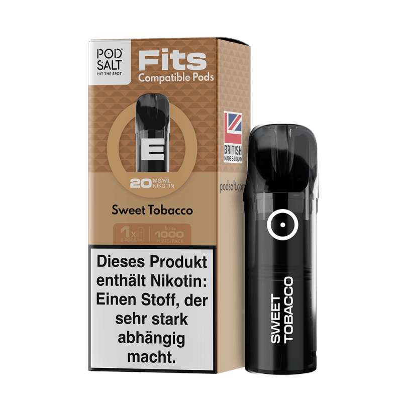 3x Pod Salt Fits Pods Einweg Pod - Sweet Tobacco - 20mg Nikotinsalz 2ml