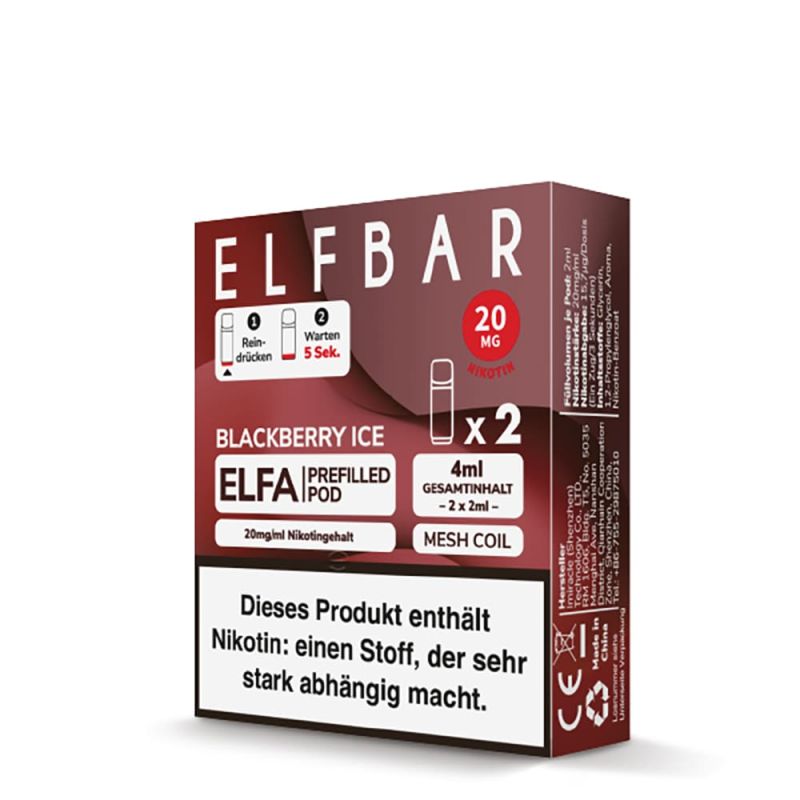 2x Elfbar Elfa Einweg Pod - Blackberry Ice - 20mg Nikotinsalz 2ml