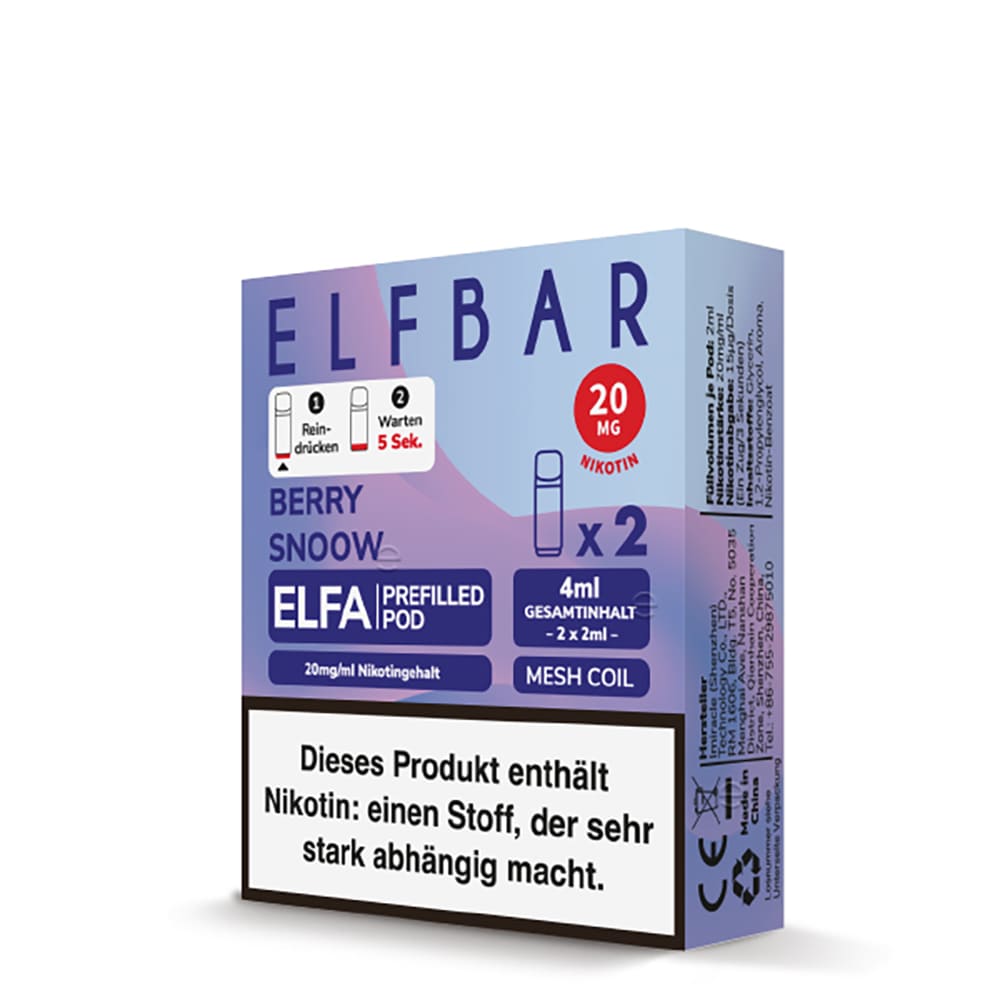 2x Elfbar Elfa Einweg Pod - Blueberry Snoow (Berry Snoow) - 20mg Nikotinsalz 2ml