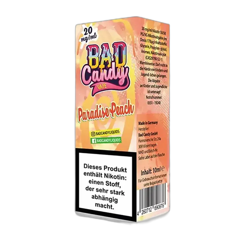 Bad Candy Nikotinsalz - Paradise Peach - 10ml Liquid