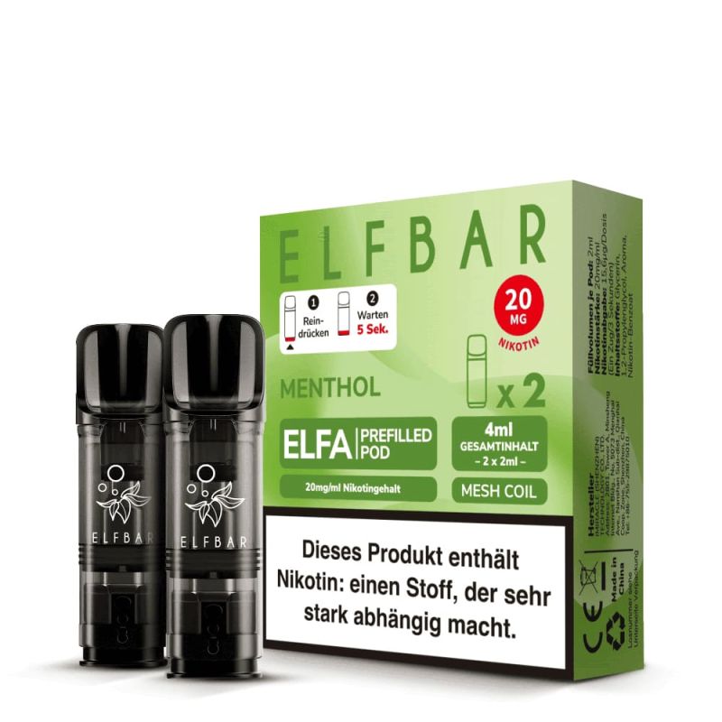 2x Elfbar Elfa Einweg Pod - Menthol - 20mg Nikotinsalz 2ml