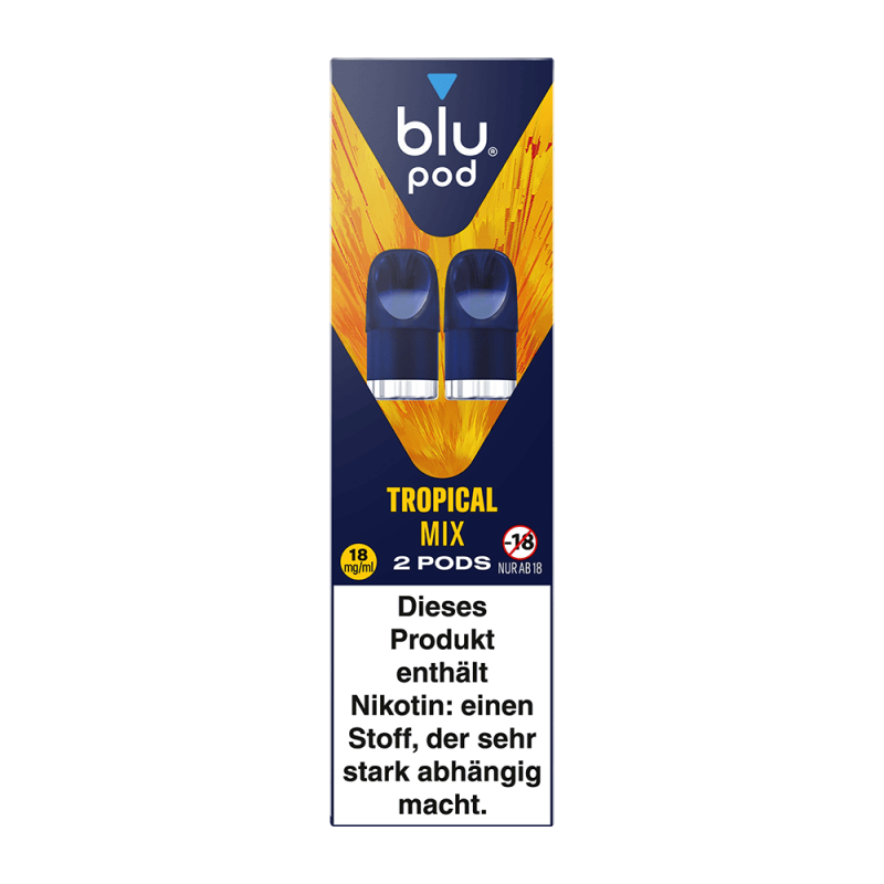 blu Pod TROPICAL MIX, Tropische Mischung, 2 Pods, Nikotin-Produkt, Vape, E-Zigarette Pod, elektronische-zigarette, pod, tropisches-mix, 2-pods