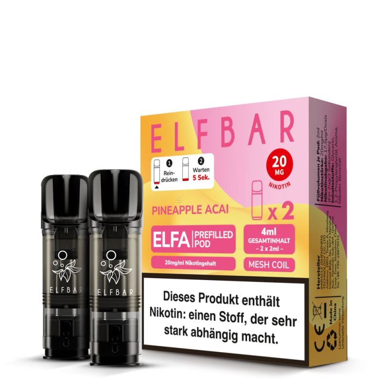 2x Elfbar Elfa Einweg Pod - Pineapple Acai - 20mg Nikotinsalz 2ml