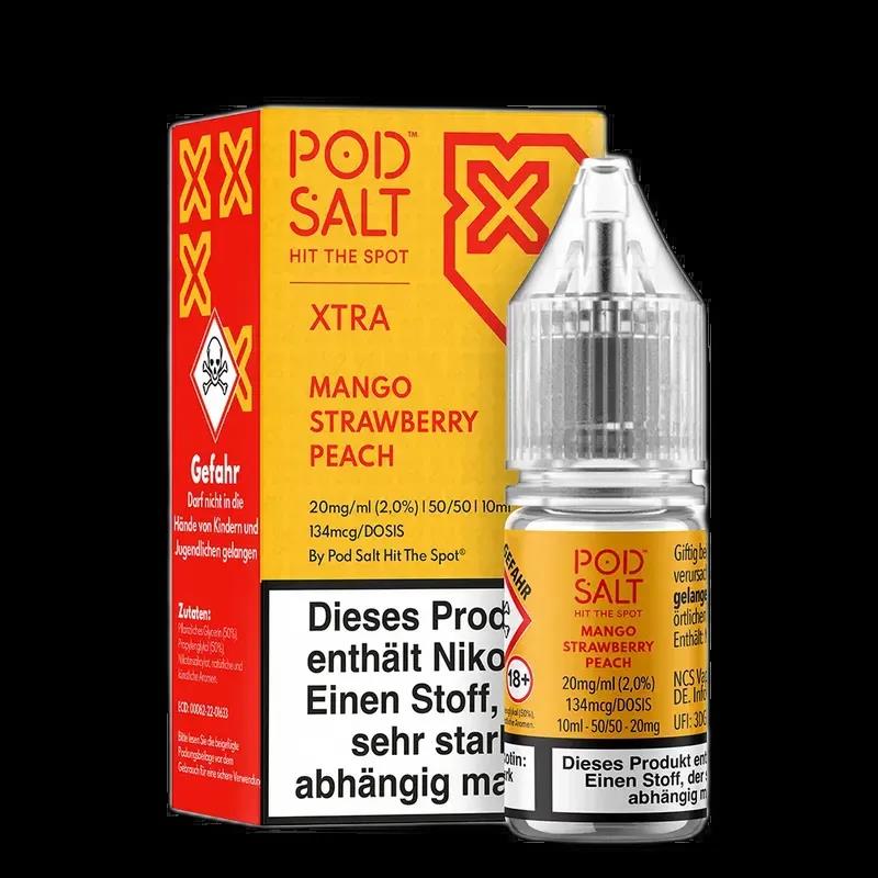 Pod Salt Xtra Nikotinsalz - Mango Strawberry Peach - 10ml Liquid 20mg