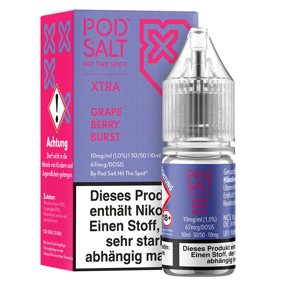 Pod Salt Xtra Nikotinsalz - Grape Berry Burst - Liquid 10ml 10mg