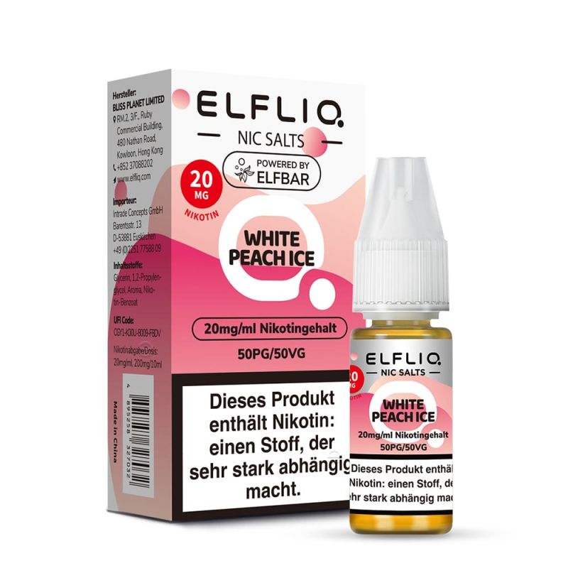 Elfliq by Elfbar Nikotinsalz - White Peach Ice - Liquid 10ml 20mg