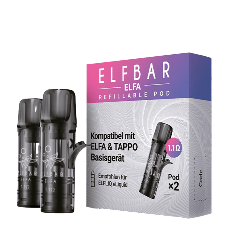 2x Elfbar Elfa Refillable Pod 1,1 Ohm