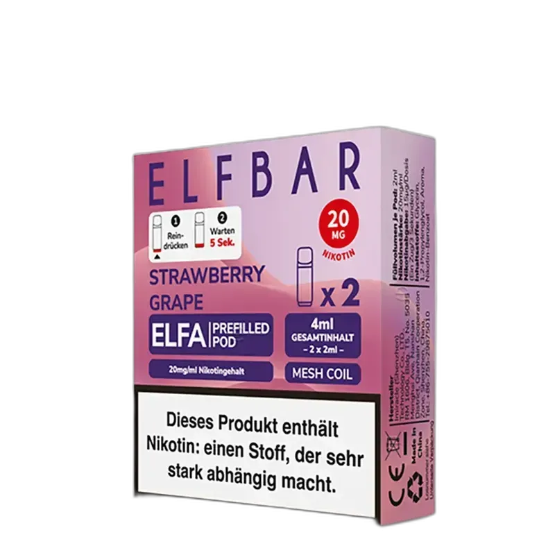 Elfbar ELFA Pods – Strawberry Grape – 20mg – 2ml (2 Stück)