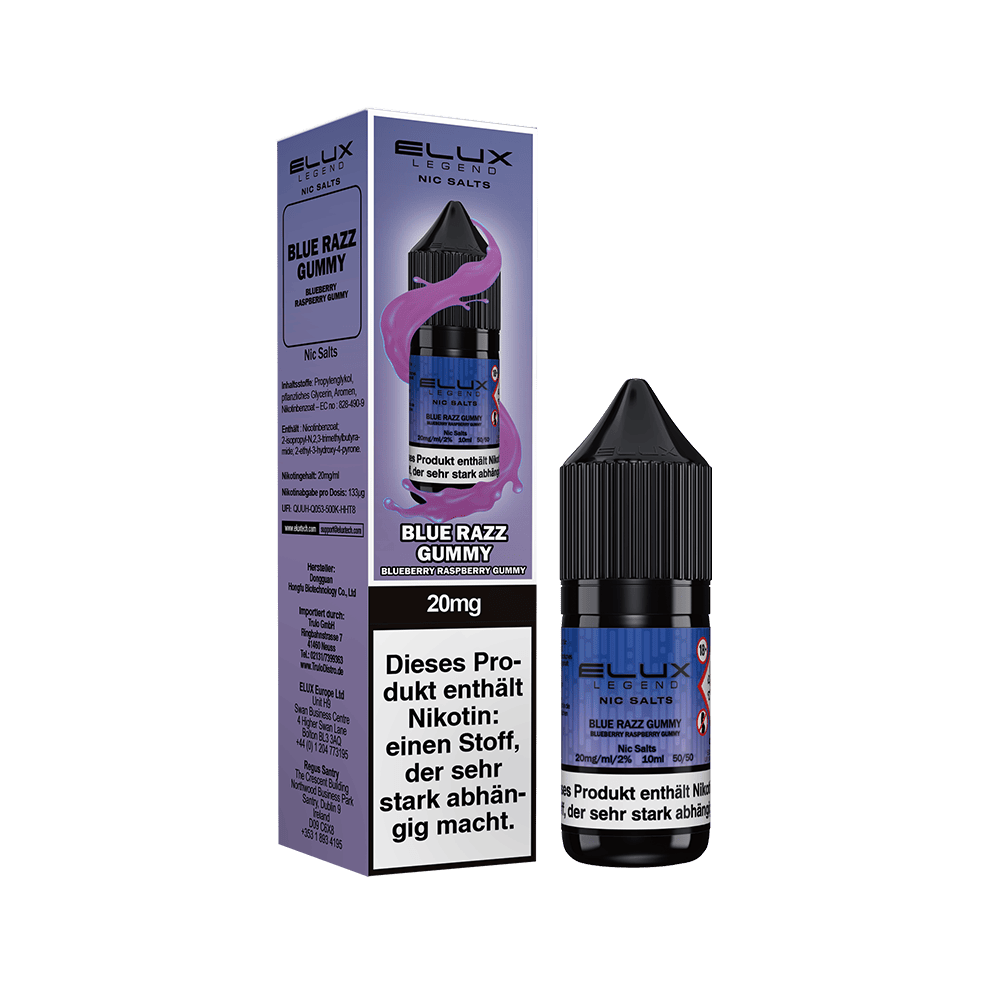 Elux Nikotinsalz - Blue Razz Gummy - Liquid 10ml 20mg