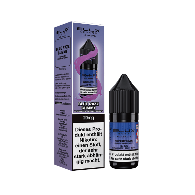 Elux Nikotinsalz - Blue Razz Gummy - Liquid 10ml 20mg