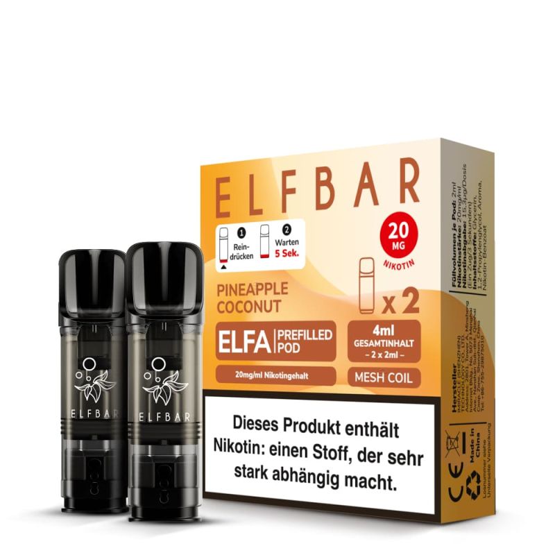 2x Elfbar Elfa Einweg Pod - Pineapple Coconut - 20mg Nikotinsalz 2ml