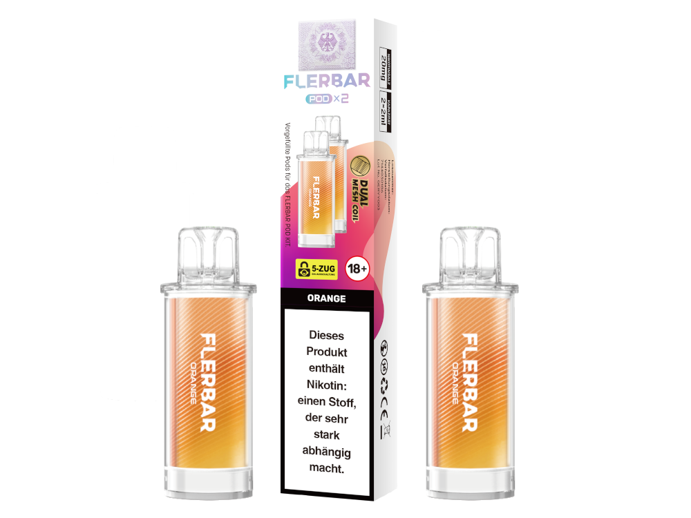 Flerbar Pod (2 Stk.) Orange 20mg