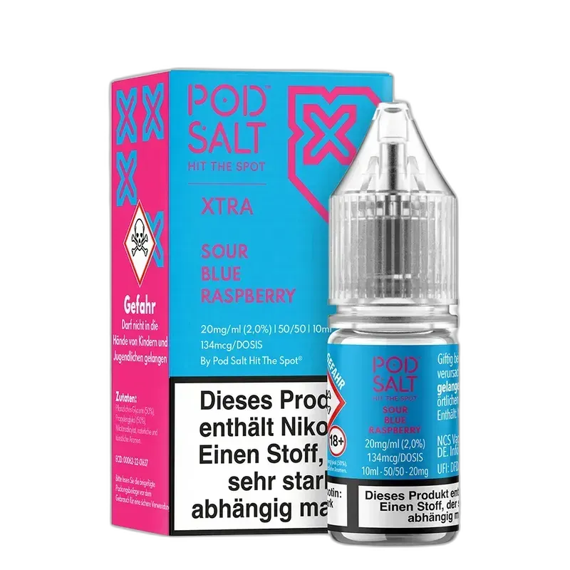 Pod Salt Xtra Nikotinsalz - Sour Blue Raspberry - 10ml Liquid 20mg