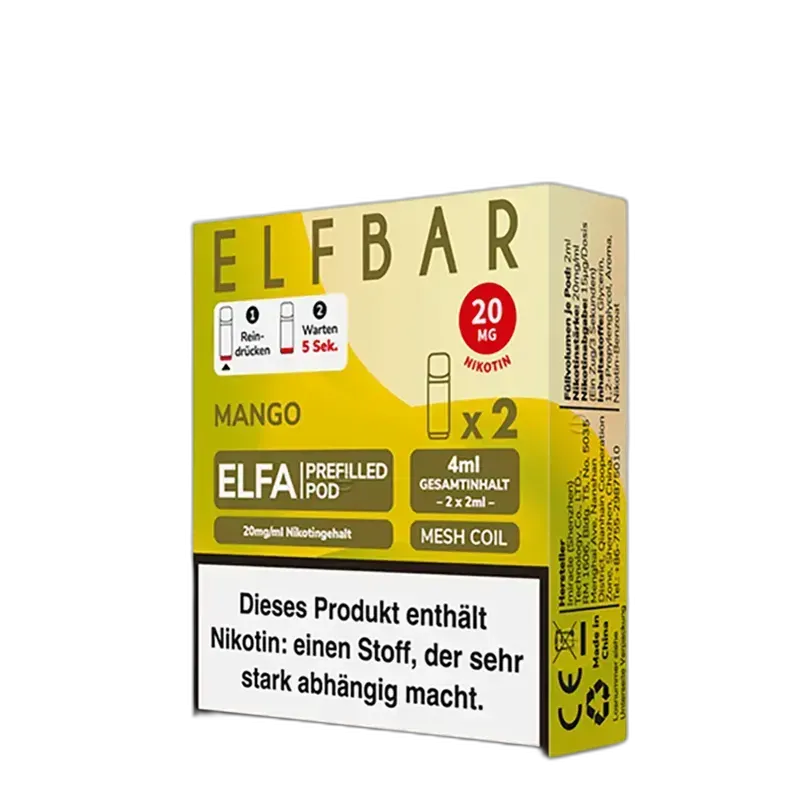 Elfbar ELFA Pods – Mango – 2ml (2 Stück) 20mg