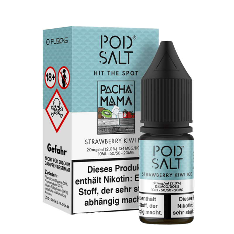 Pod Salt Fusion - Strawberry Kiwi Ice - 10ml Liquid 20mg Nikotinsalz