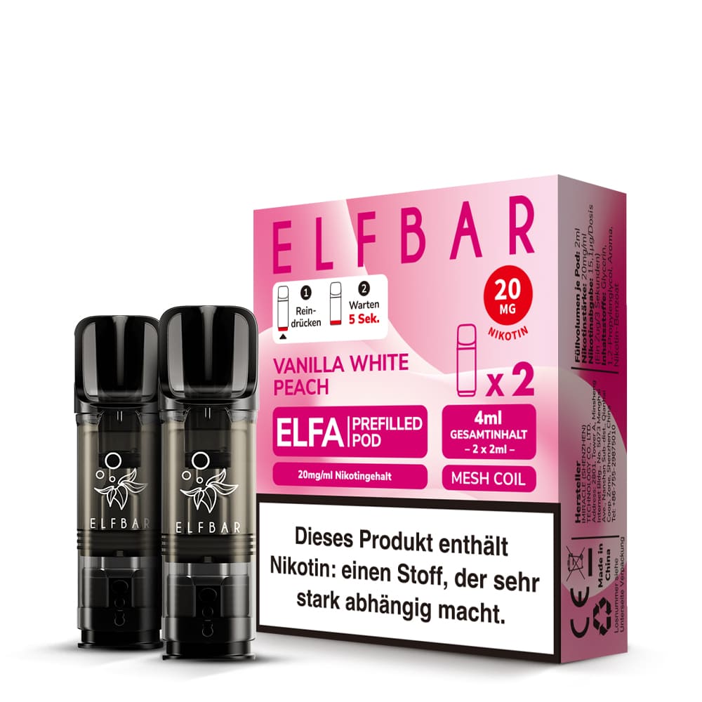 Elfbar ELFA Pods – Vanilla White Peach – 20mg – 2ml (2 Stück)