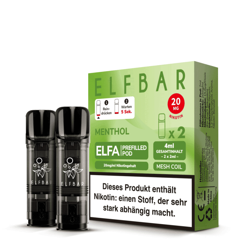 Elfbar ELFA Pods – Menthol – 20mg – 2ml (2 Stück)