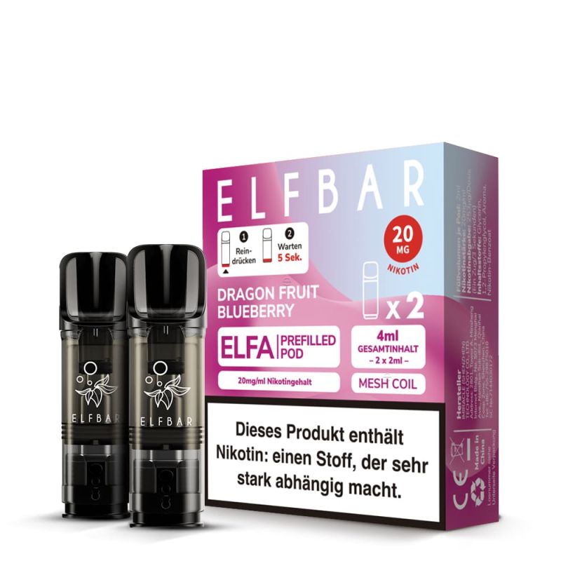 Elfbar ELFA Pods – Dragon Fruit Blueberry – 20mg – 2ml (2 Stück)