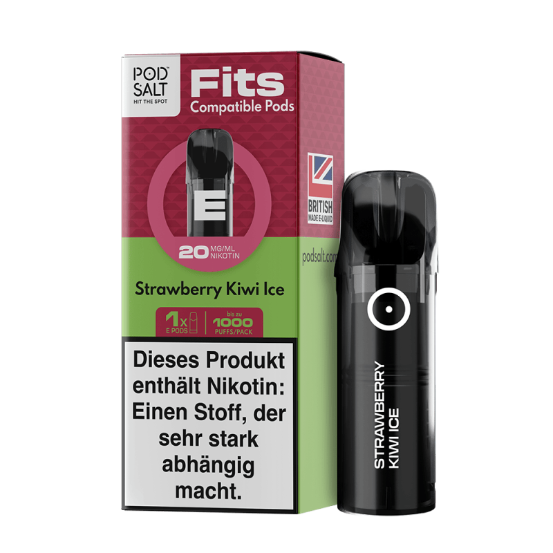 3x Pod Salt Fits Pods Einweg Pod - Strawberry Kiwi Ice - 20mg Nikotinsalz 2ml