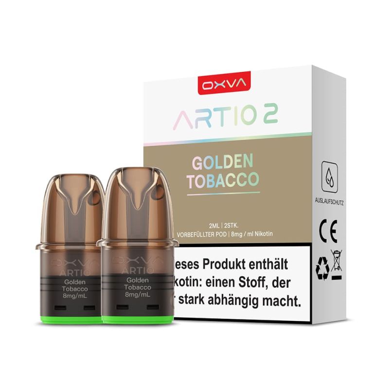 2x OXVA ARTIO 2 Einweg Pod - Golden Tobacco - Nikotinsalz 2ml