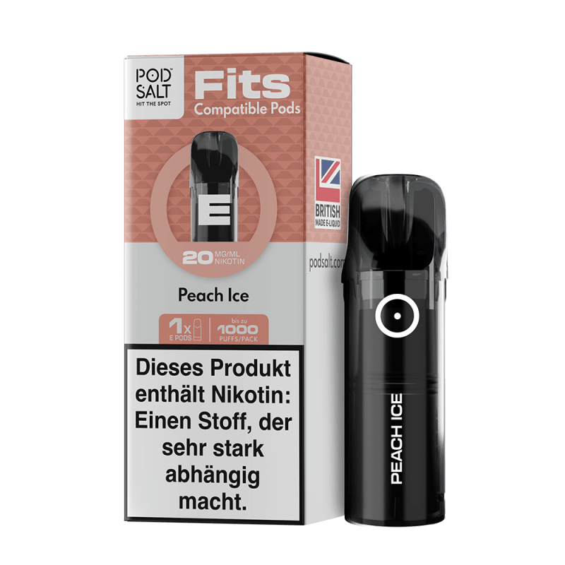 3x Pod Salt Fits Pods Einweg Pod - Peach Ice - 20mg Nikotinsalz 2ml
