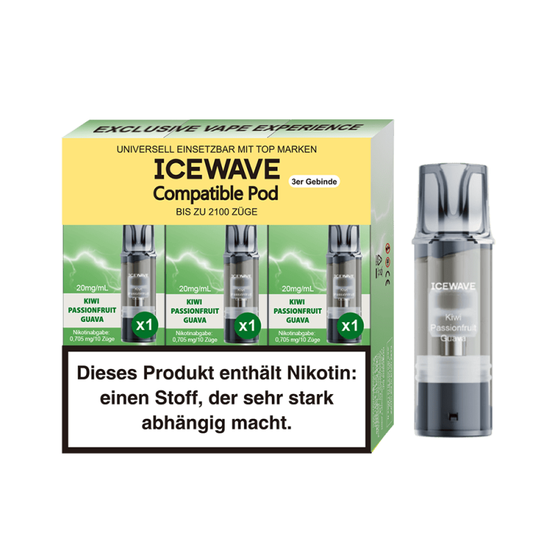 3x Icewave Einweg Pod - Kiwi Passionsfruit Guava - 20mg Nikotinsalz 2ml