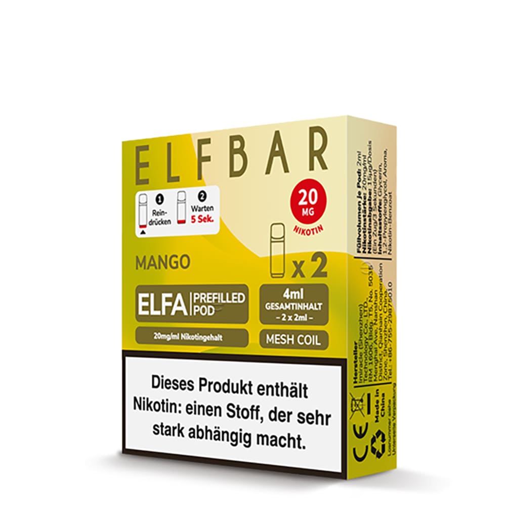 Elfbar ELFA Pods – Mango – 2ml (2 Stück) 20mg