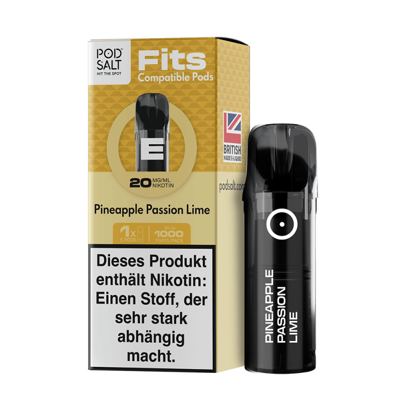 3x Pod Salt Fits Pods Einweg Pod - Pineapple Passion Lime - 20mg Nikotinsalz 2ml