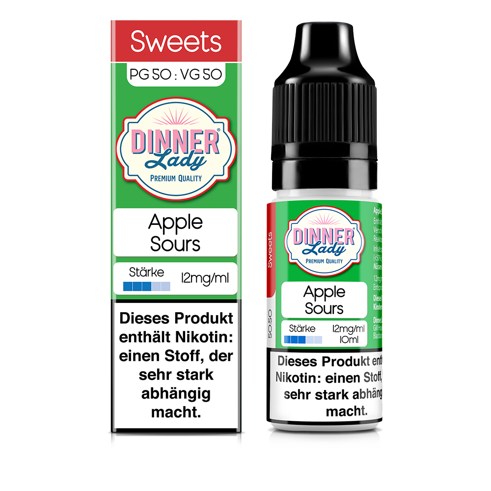 Dinner Lady Sweets Liquid - Apple Sours - 50/50 10ml 12mg