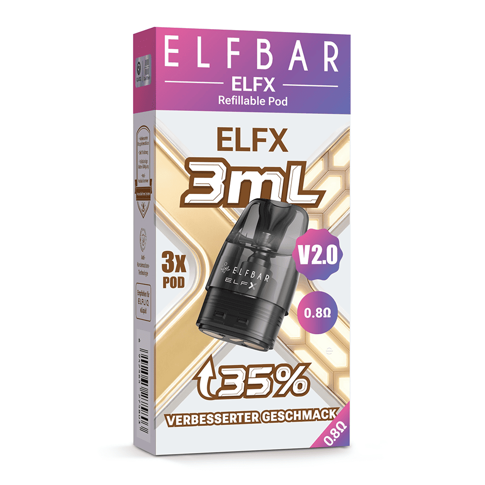 3x Elfbar ELFX V2.0 3ml Pod 0,8 Ohm (ELFX, Mini, Pro, 2)