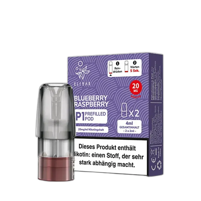 Elfbar Mate 500 P1 Pods – Blueberry Raspberry – 20mg – 2ml (2 Stück)