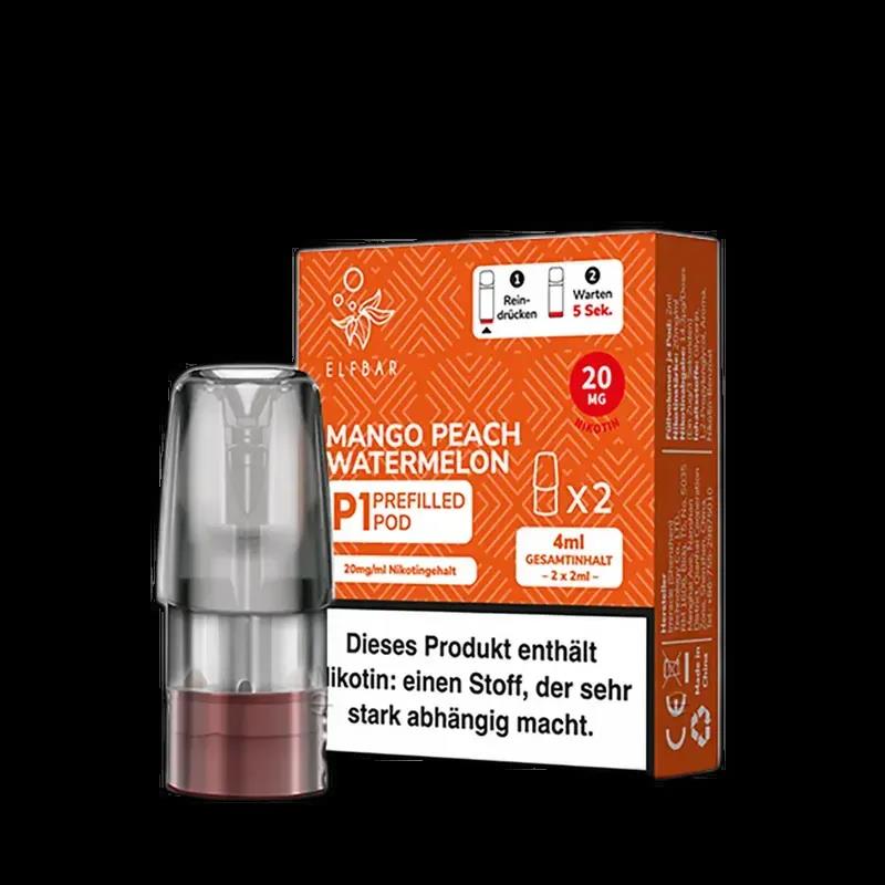 2x Elfbar Mate 500 Einweg P1 Pod - Mango Peach Watermelon - 20mg Nikotinsalz 2ml