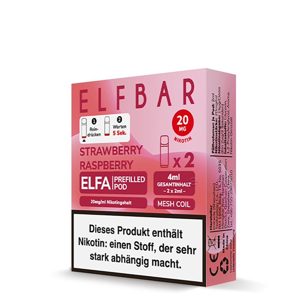 Elfbar ELFA Pods – Strawberry Raspberry – 20mg – 2ml (2 Stück)