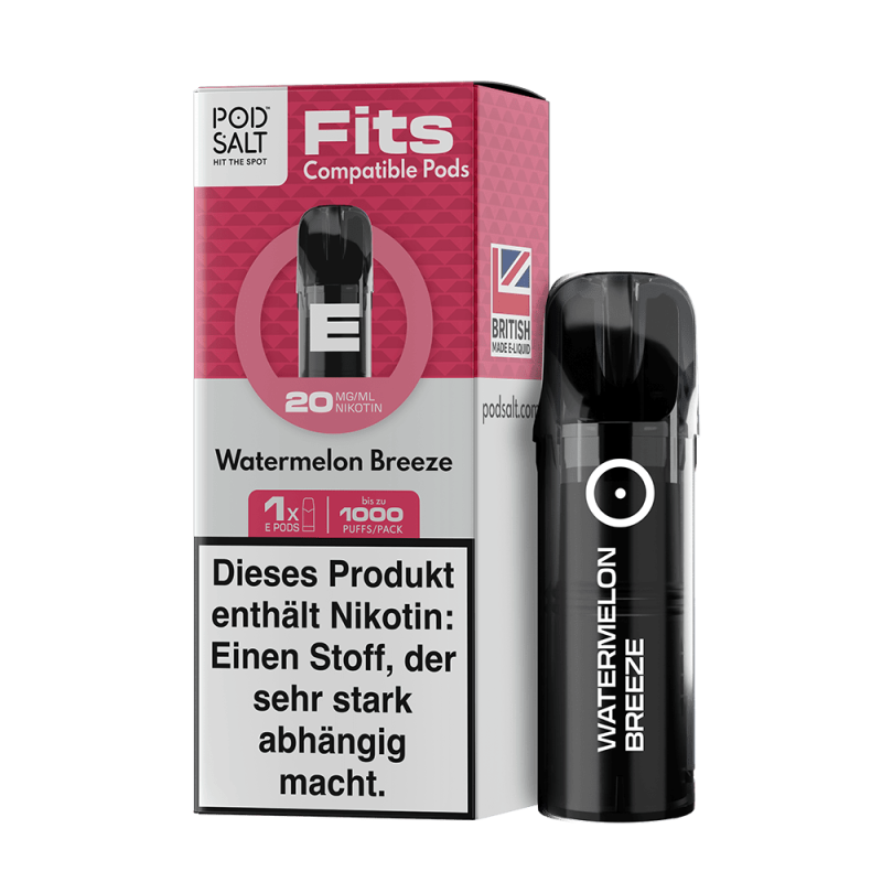 3x Pod Salt Fits Pods Einweg Pod - Watermelon Breeze - 20mg Nikotinsalz 2ml