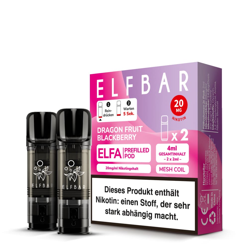 Elfbar ELFA Pods – Dragon Fruit Blackberry – 20mg – 2ml (2 Stück)