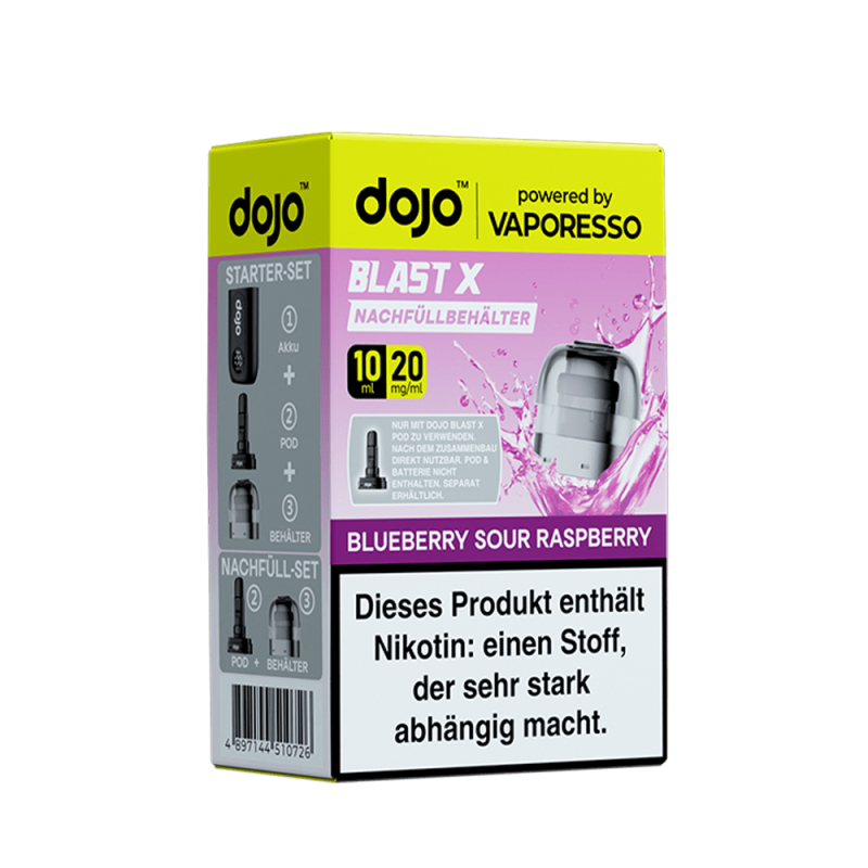Vaporesso dojo Blast X Einweg Pod - Blueberry Sour Raspberry - 20mg Nikotinsalz 10ml
