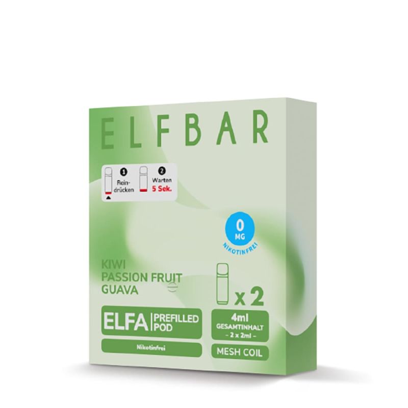 Elfbar ELFA Pods – Kiwi Passion Fruit Guava – 0mg – 2ml (2 Stück)