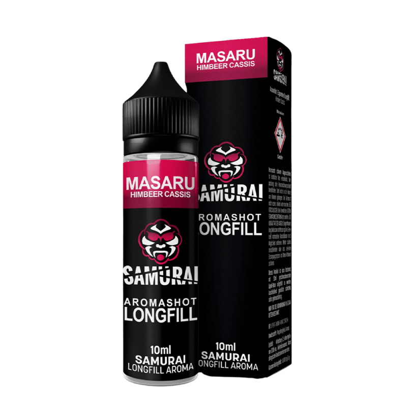 Samurai Longfill - Masaru Himbeer Cassis - 10ml Aroma in 60ml Flasche