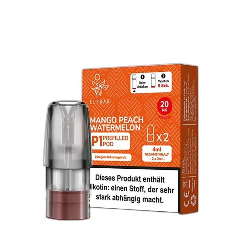 Elfbar Mate 500 P1 Pods – Mango Peach Watermelon – 20mg – 2ml (2 Stück)