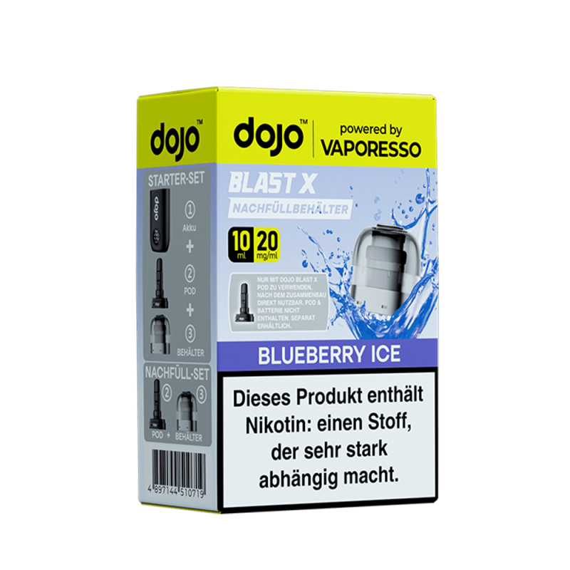 Vaporesso dojo Blast X Einweg Pod - Blueberry Ice - 20mg Nikotinsalz 10ml
