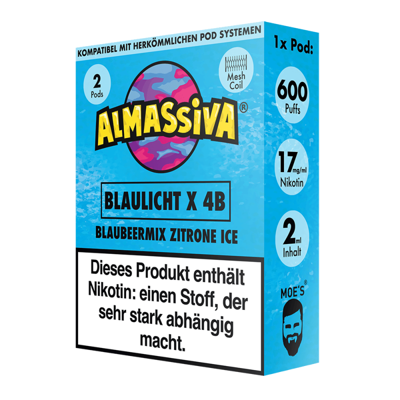 2x Almassiva Einweg Pod - Blaulicht X 4B - 17mg 2ml