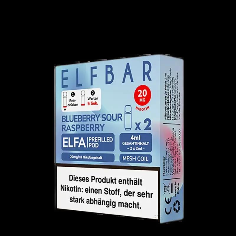 2x Elfbar Elfa Einweg Pod - Blueberry Sour Raspberry - 20mg Nikotinsalz 2ml