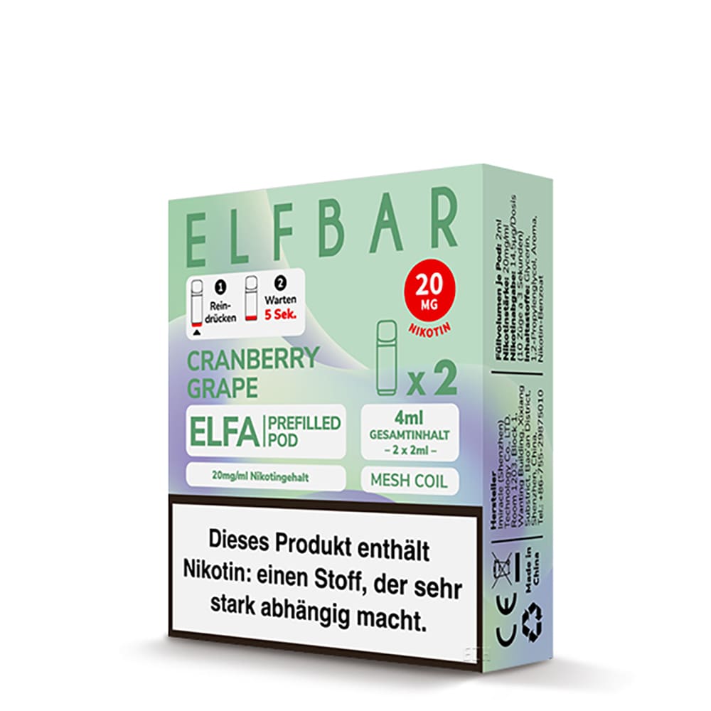 Elfbar ELFA Pods – Cranberry Grape – 20mg – 2ml (2 Stück)